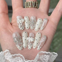 Lace & Bow Crystal Press-On Nails