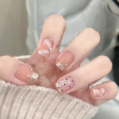 Blush Bow French Press-On Nails