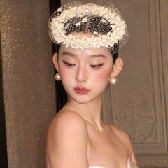 French-style Garden Face-veiling Headpiece