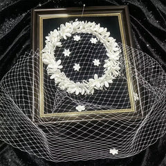 French-style Garden Face-veiling Headpiece