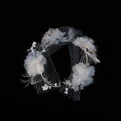 French-style Garden Face-veiling Headpiece