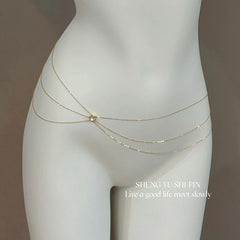 Silver Textured Heart Belly Waist Chain