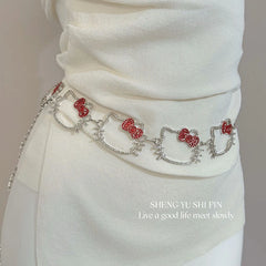 Silver Textured Heart Belly Waist Chain
