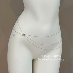 Silver Textured Heart Belly Waist Chain