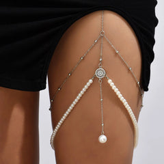 Vintage French-Style Pearl Leg Chain