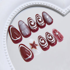 Y2K Silver Swirl Press-On Nails