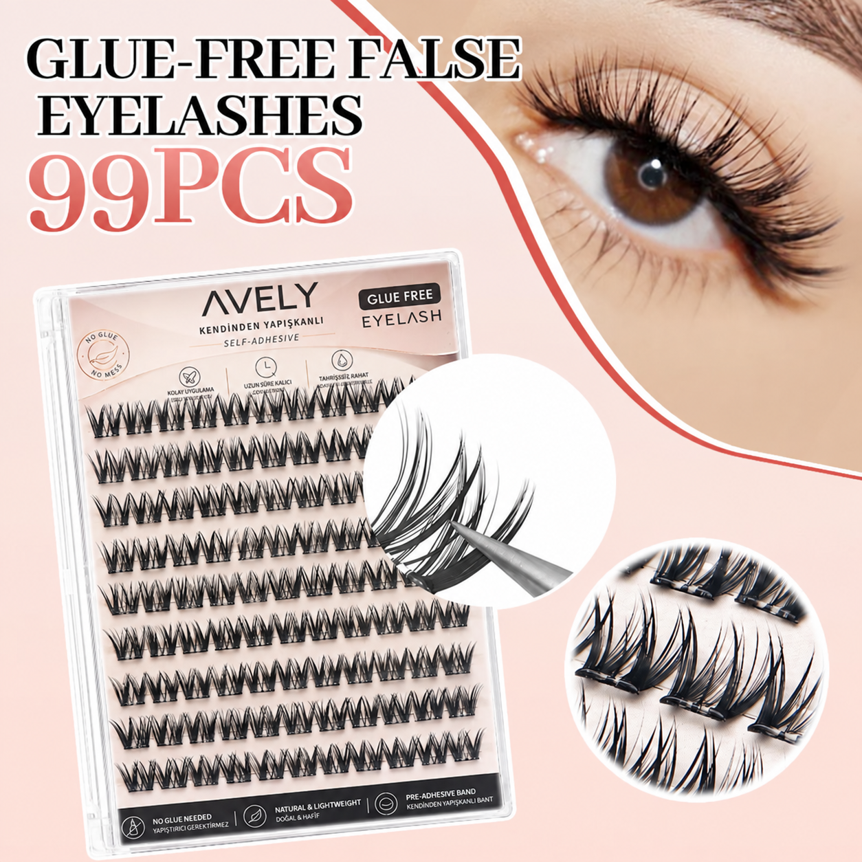 Avely 99PC Pre-Glued Cluster Lashes