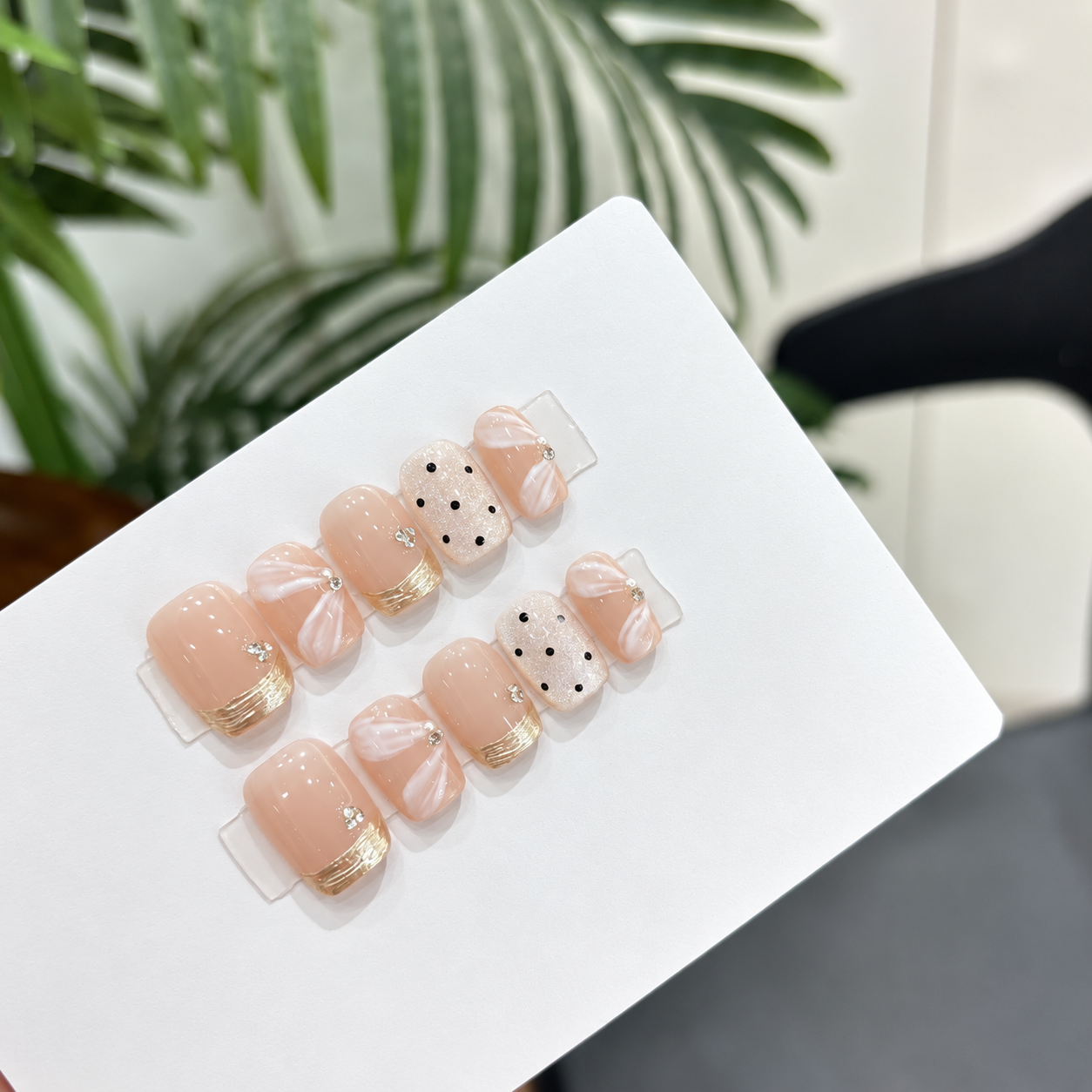 Blush Bow French Press-On Nails