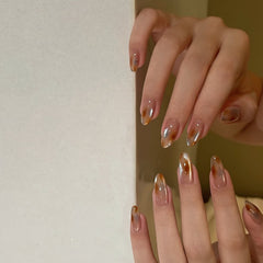 Amber Glow Almond Press-On Nails