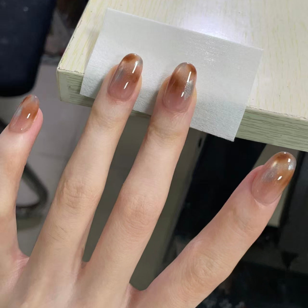 Amber Glow Almond Press-On Nails