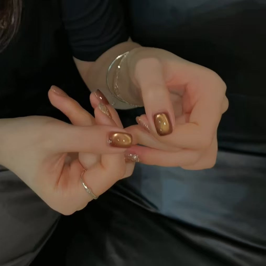 Champagne Glow Square Press-On Nails