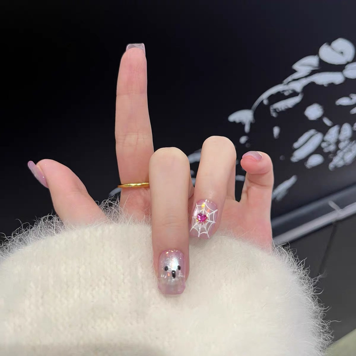 Aurora Ghost Halloween Press-On Nails