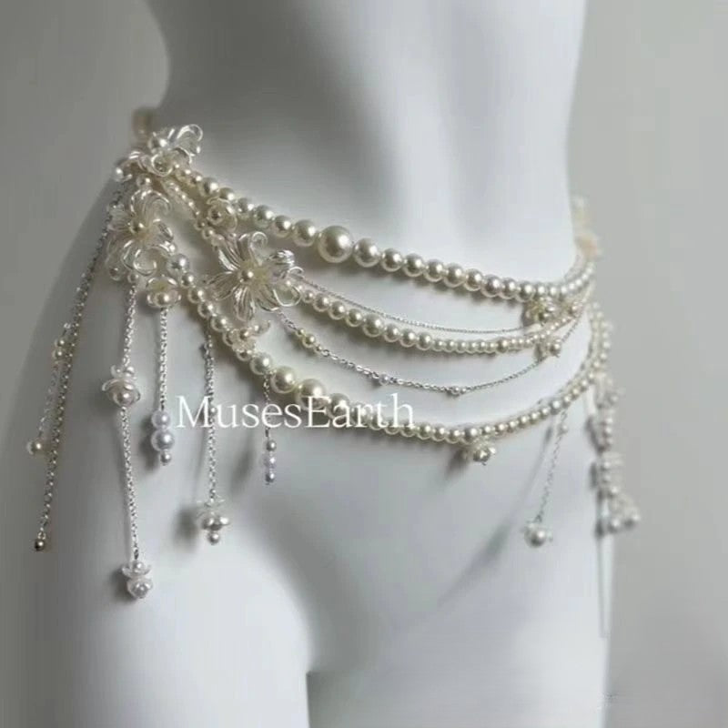 Baroque Pearl Cascade Waist Chain
