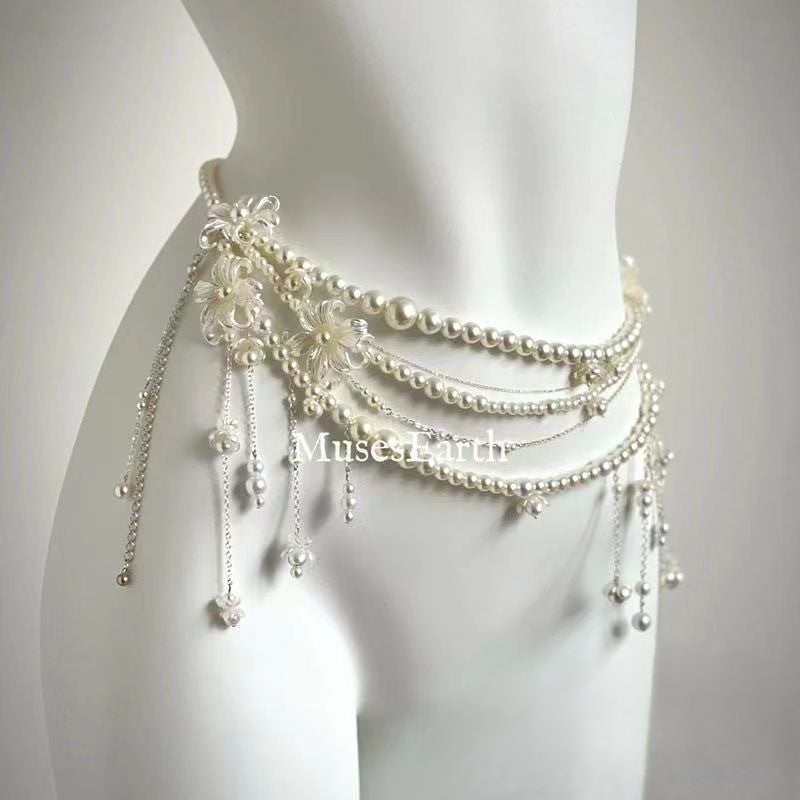 Baroque Pearl Cascade Waist Chain