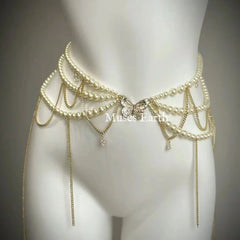 Baroque Pearl Cascade Waist Chain