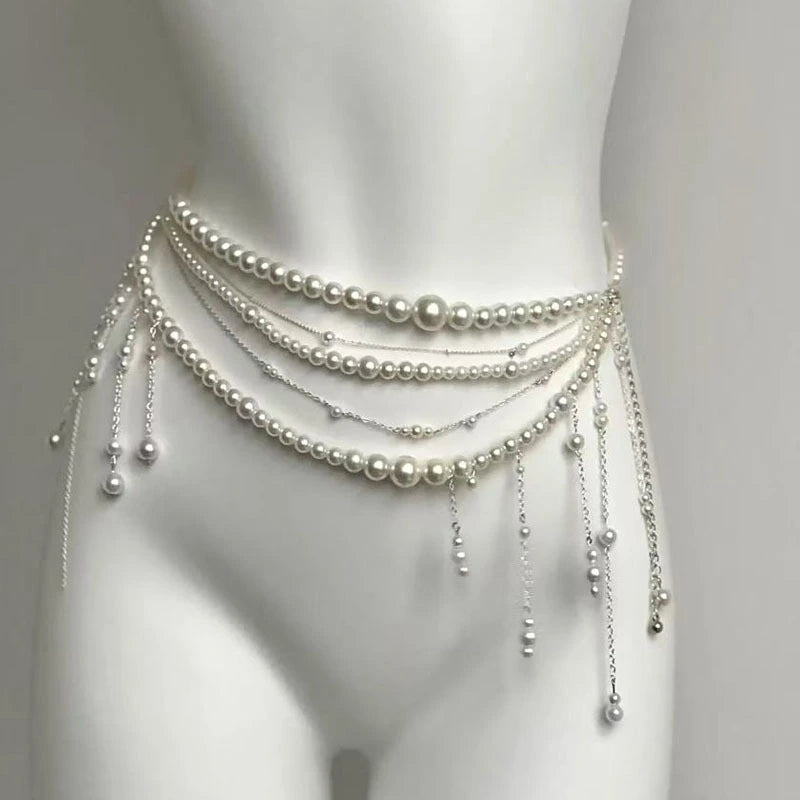 Baroque Pearl Cascade Waist Chain