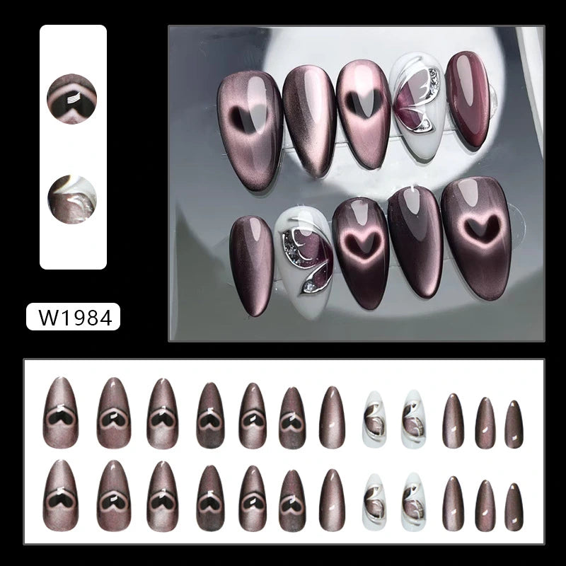 Berry Sweetheart Cat Eye Press-On Nails