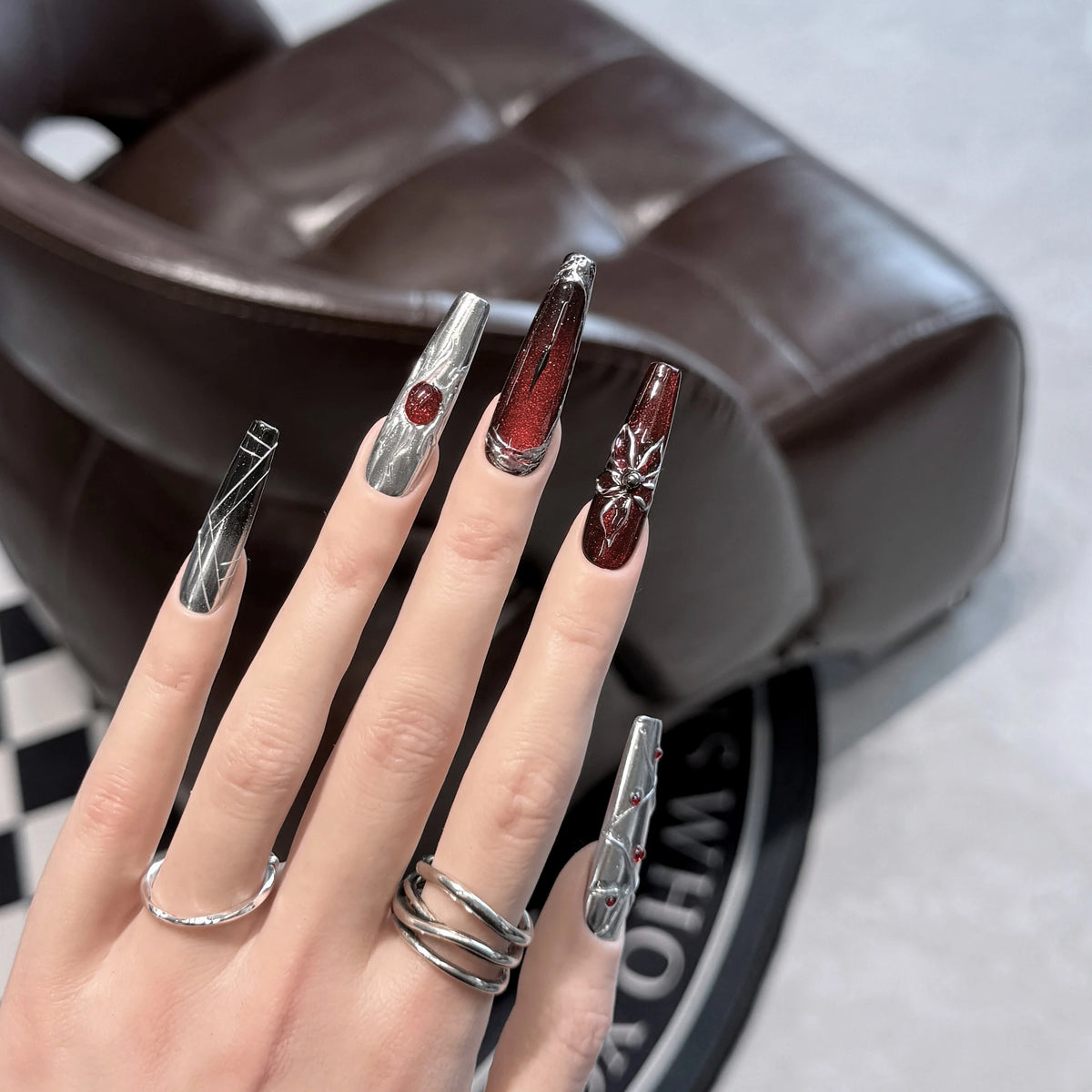 Crimson Eye Cyberpunk Press-On Nails