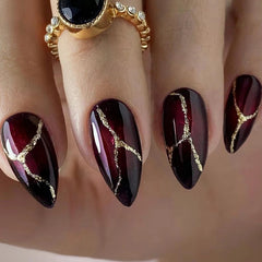 Crimson Kintsugi Press-On Nails