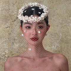 French-style Garden Face-veiling Headpiece