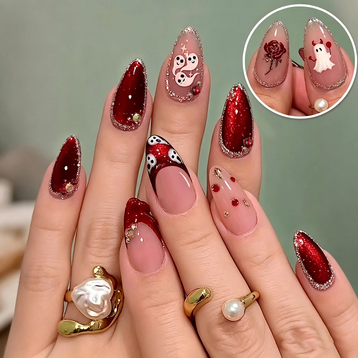 Gothic Halloween Ghost Press-On Nails