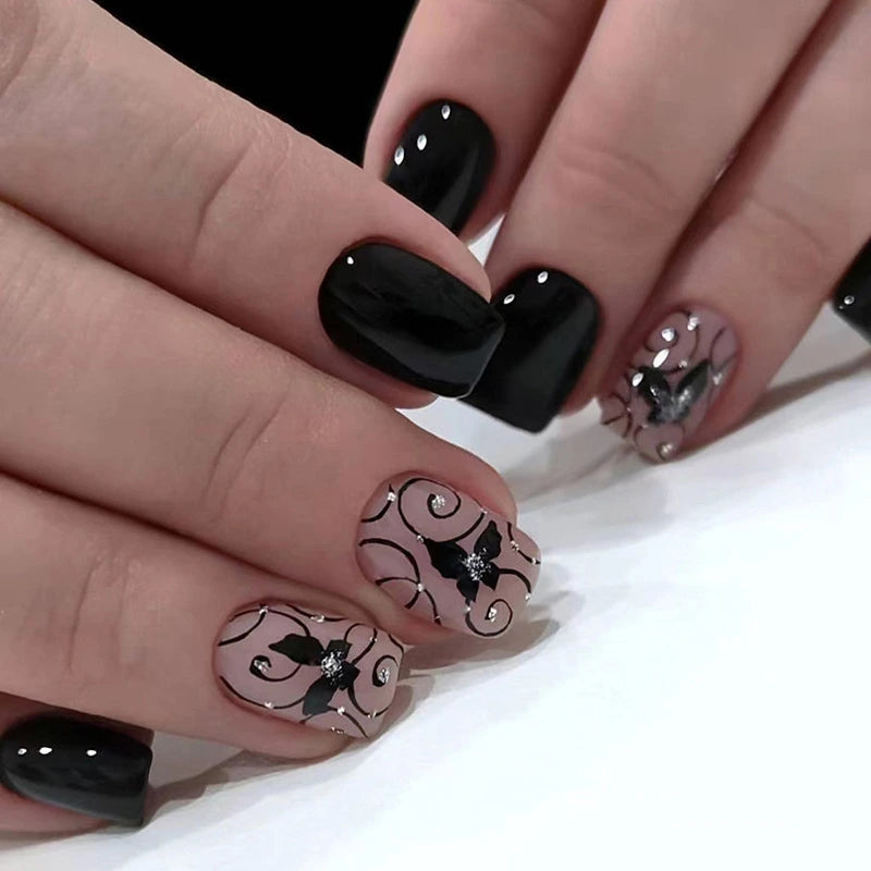 Midnight Butterfly Press-On Nails