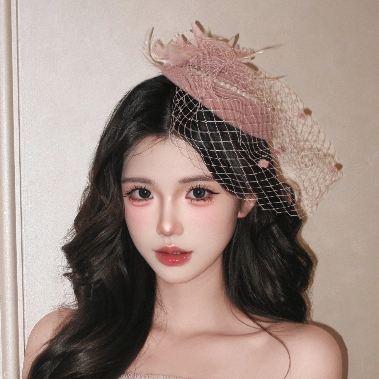 Dusty Rose Pearl Fascinator