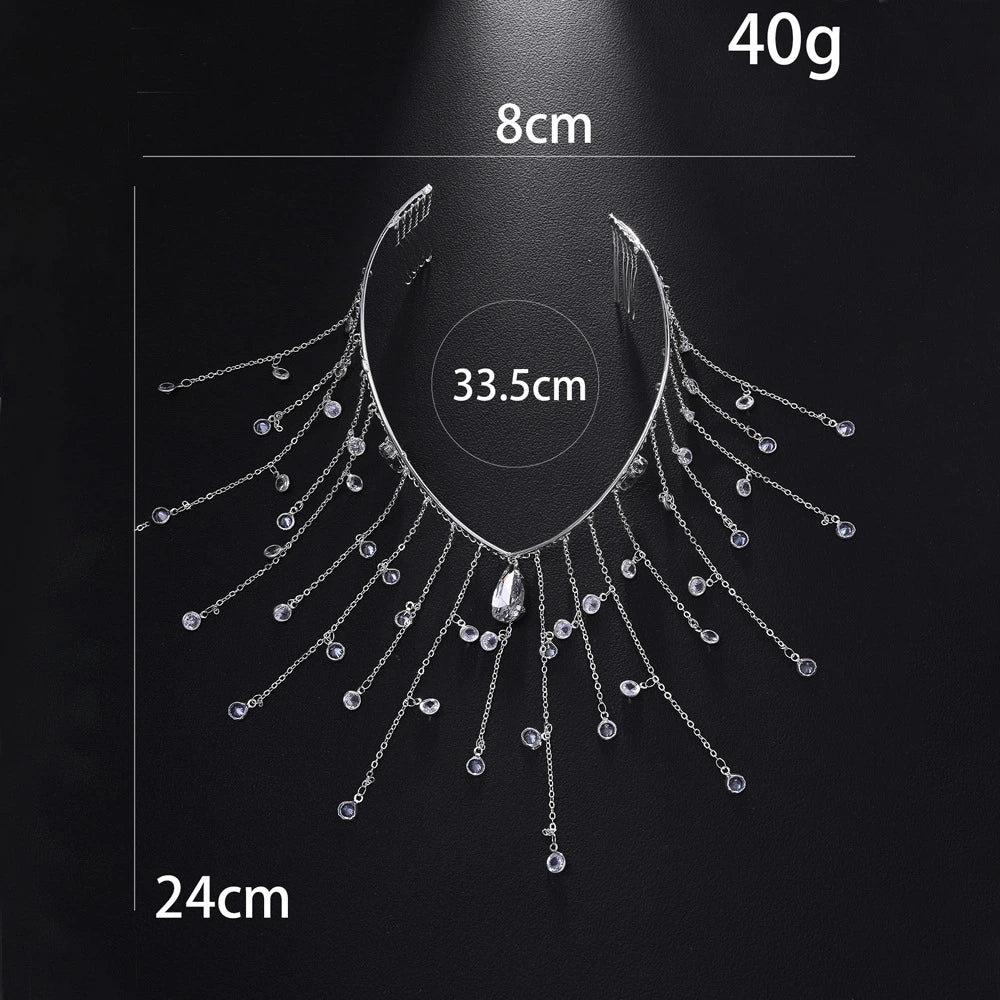 Moonlit Crystal Hair Veil