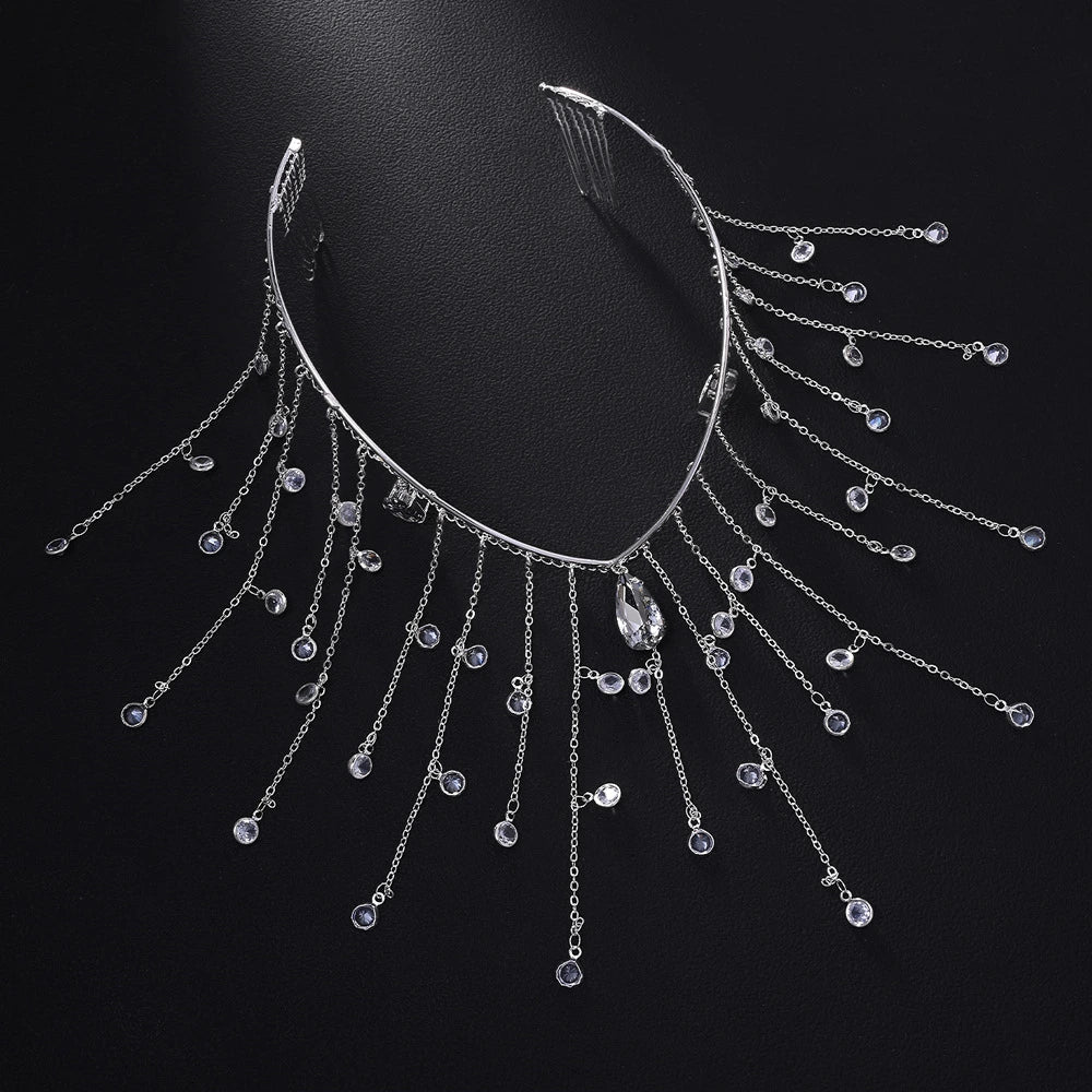 Moonlit Crystal Hair Veil
