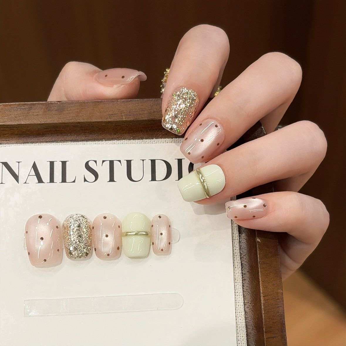 Pistachio Champagne Press-On Nails