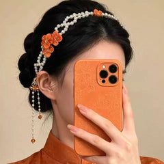 Plum Blossom Pearl Hair Chain
