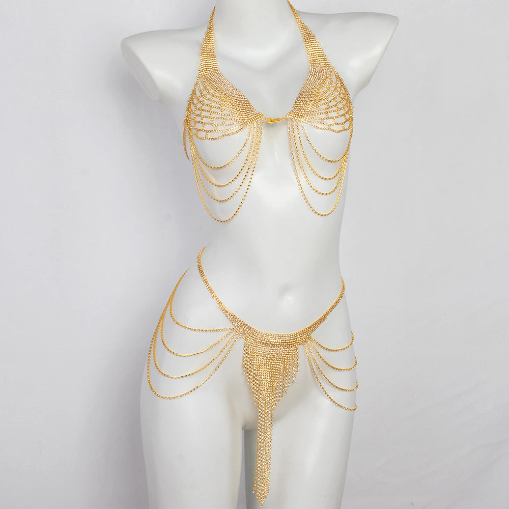 Rhinestone Fringe Body Set
