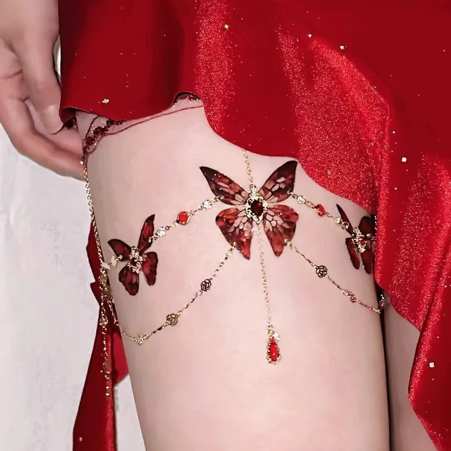 Rose & Butterfly Thigh Chain