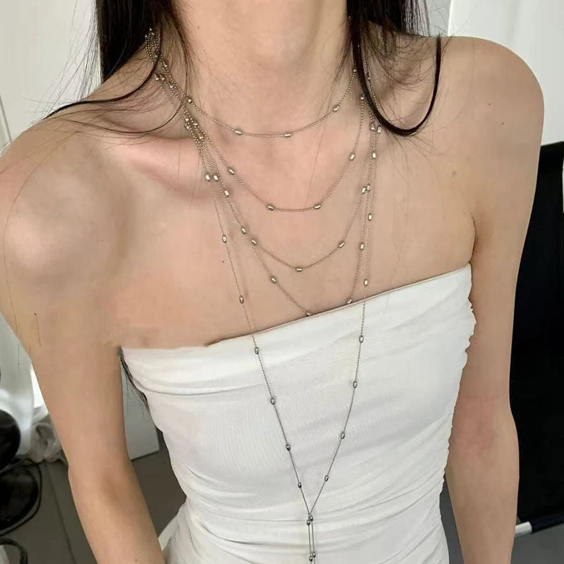 Silver Muse Lariat Necklace