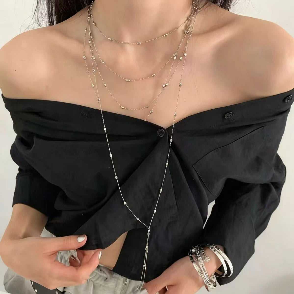 Silver Muse Lariat Necklace
