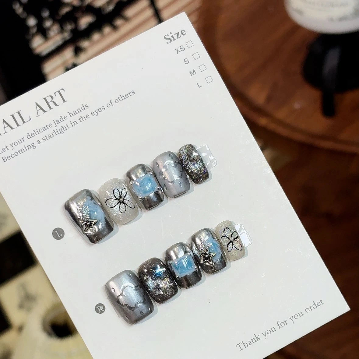Silver Stardust Press-On Nails
