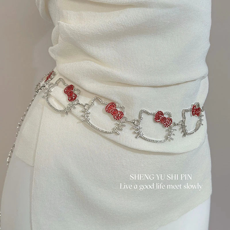 Silver Textured Heart Belly Waist Chain