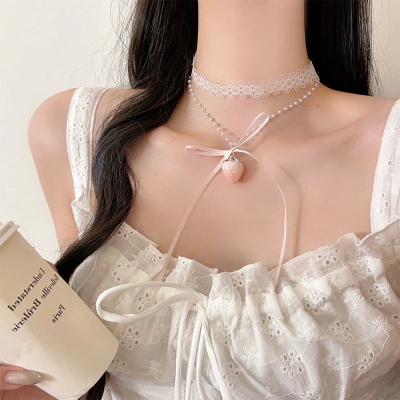 Strawberry Kiss Lace Choker