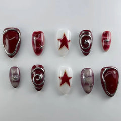 Y2K Silver Swirl Press-On Nails