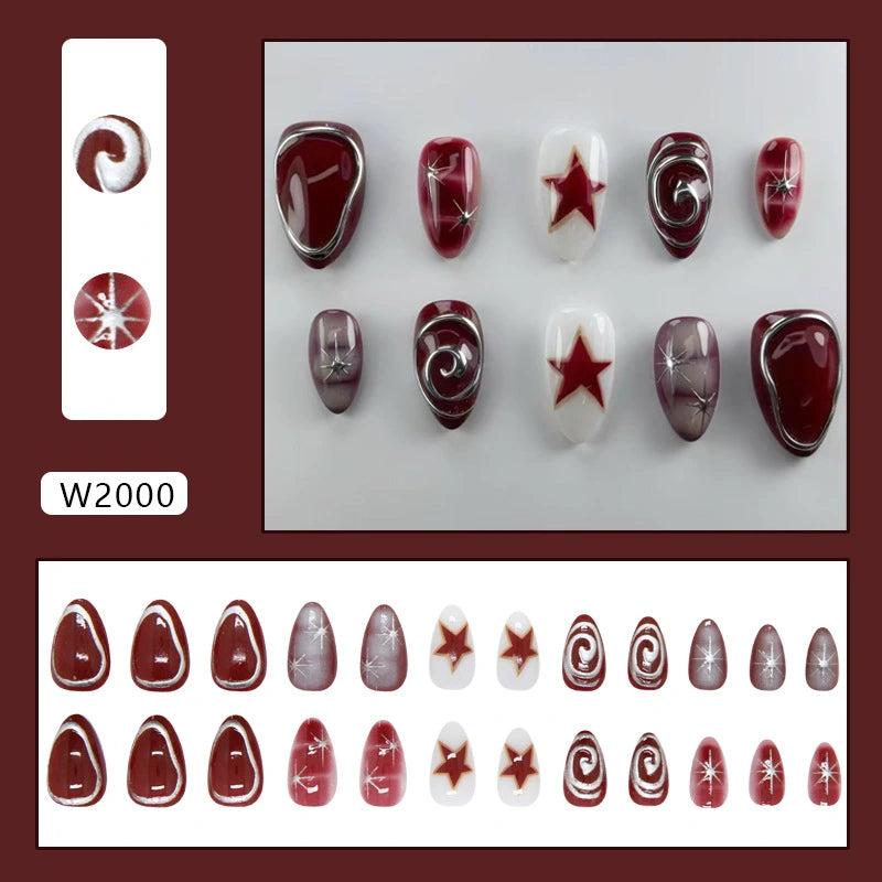 Y2K Silver Swirl Press-On Nails