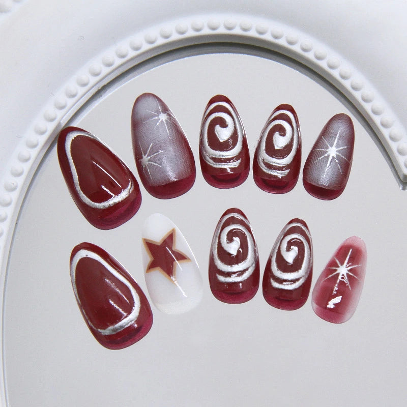 Y2K Silver Swirl Press-On Nails