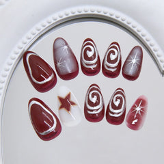 Y2K Silver Swirl Press-On Nails