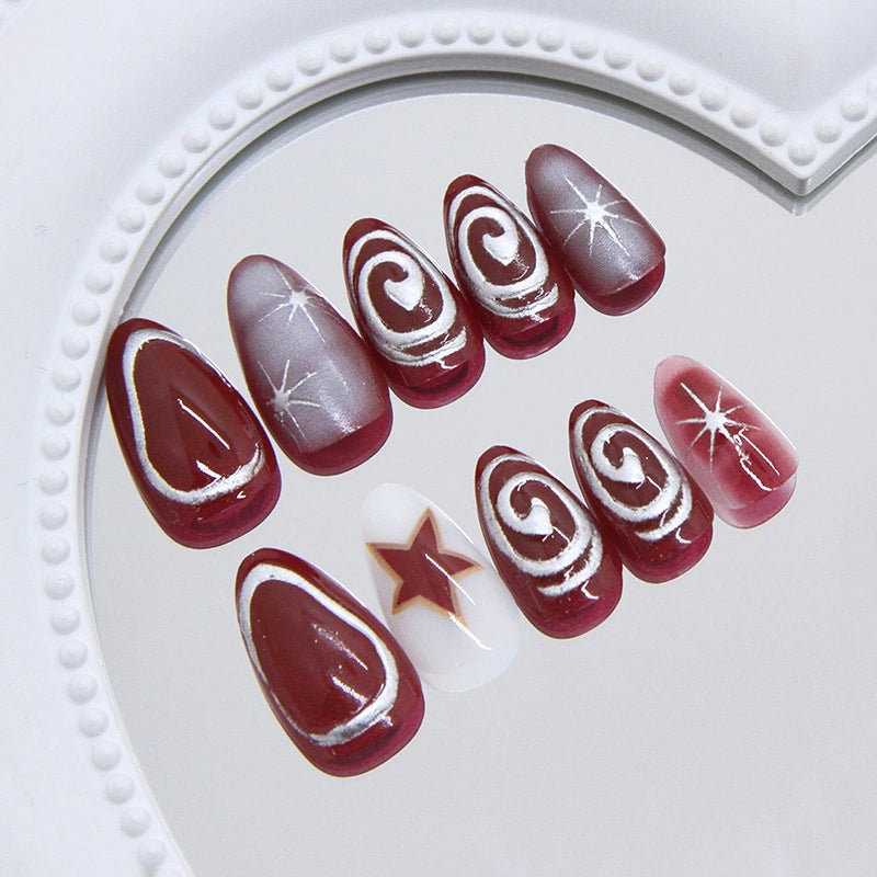Y2K Silver Swirl Press-On Nails