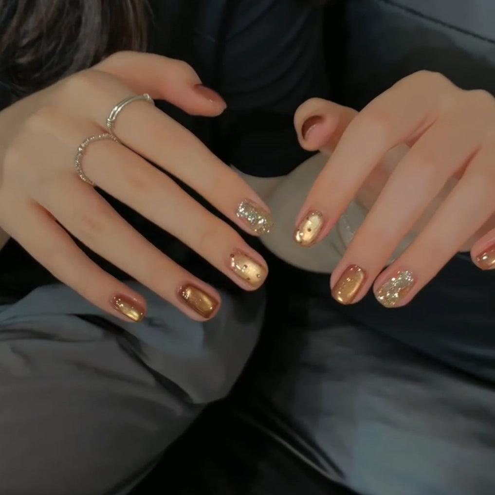 Champagne Glow Square Press-On Nails