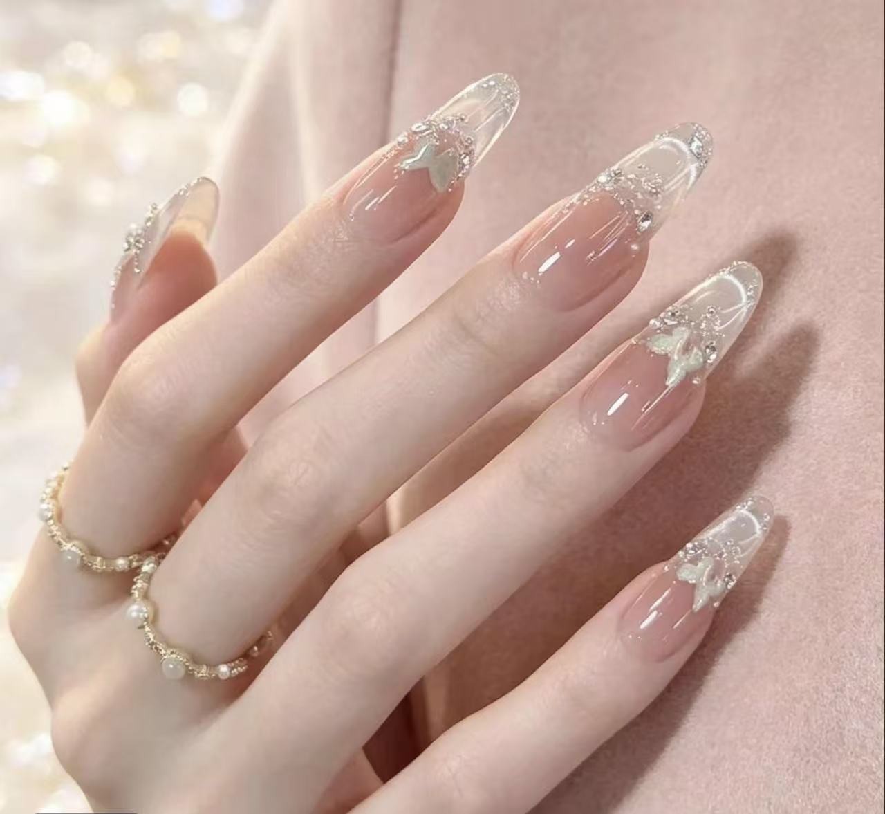 Crystal Butterfly Press-On Nails