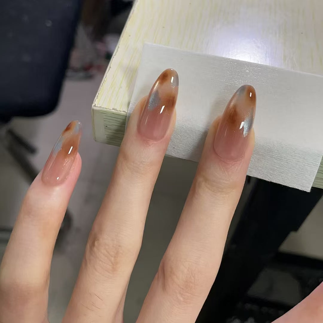Amber Glow Almond Press-On Nails