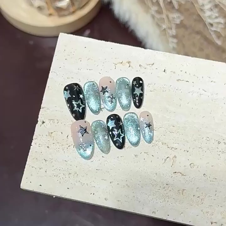 Midnight Stardust Press-On Nails
