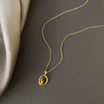 Minimal Tiger Eye Bead Necklace