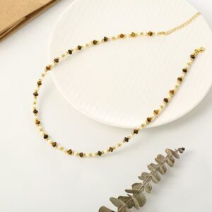 Minimal Tiger Eye Bead Necklace