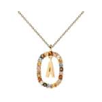 Gemstone Initial Pendant Necklace - Image 2